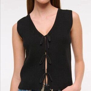 Abercrombie & Fitch Black Ribbed Tie-Front Tank Top Size S